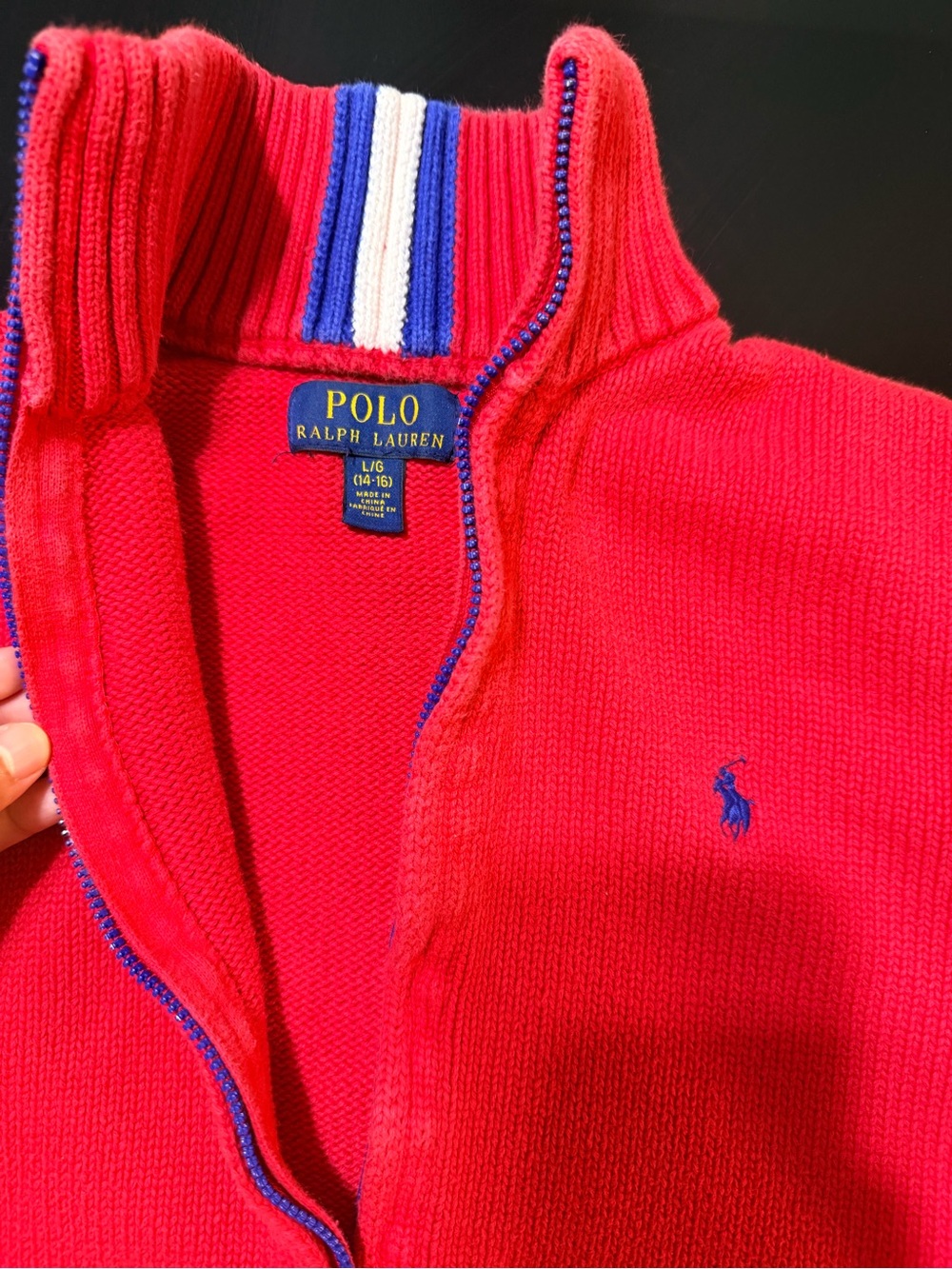 Polo by Ralph Lauren Kids Bright Red Zip Front Sweater